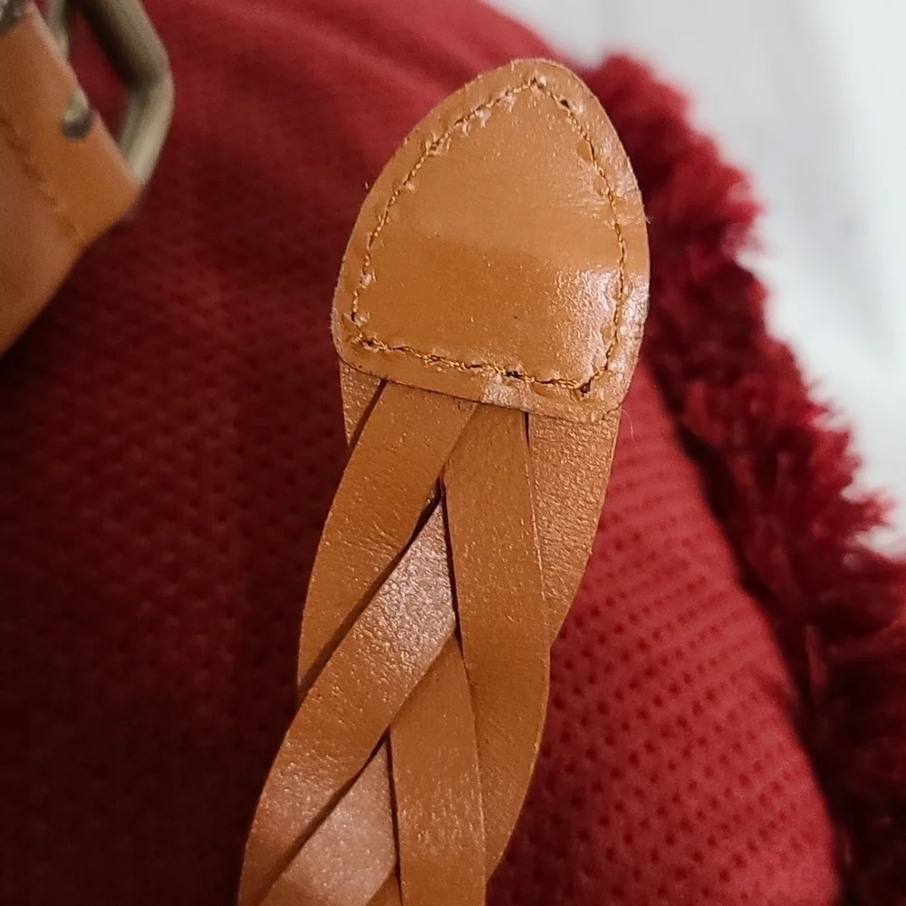 Unbranded Mens Bonded Leather Braided Belt Caramel Brown Sz‎ L/36-38 EUC